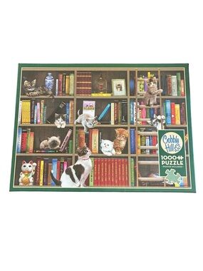 Cobble Hill Kitty Librarians 1000 Piece Cat Jigsaw Puzzle Poster Included